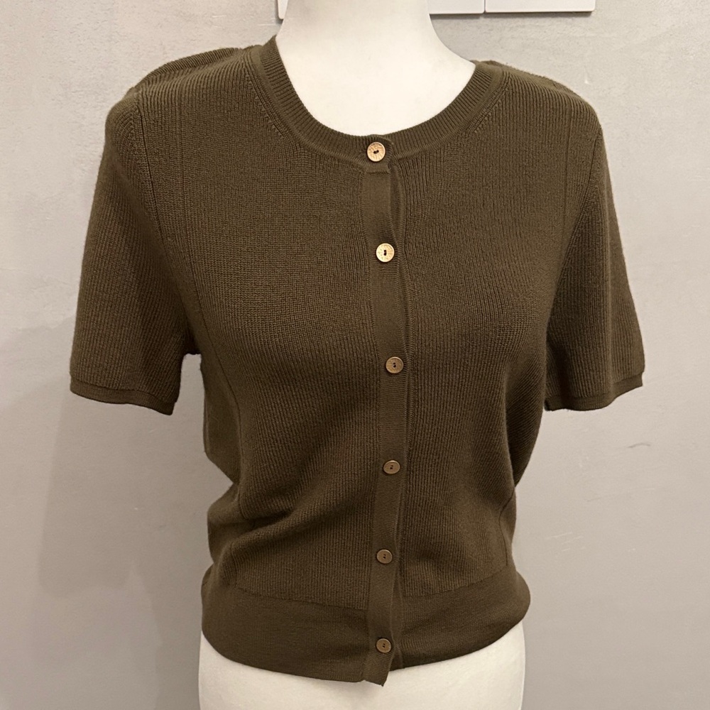 rag & bone Khaki Button-Down Knit Top